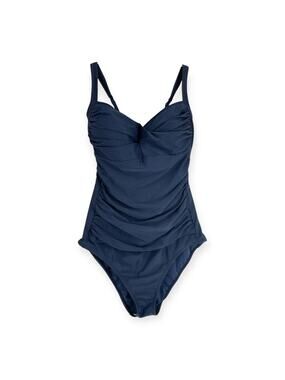 Emerald Bay Seville Twist Striped Ruched Tummy Control One Piece Swimsuit 16